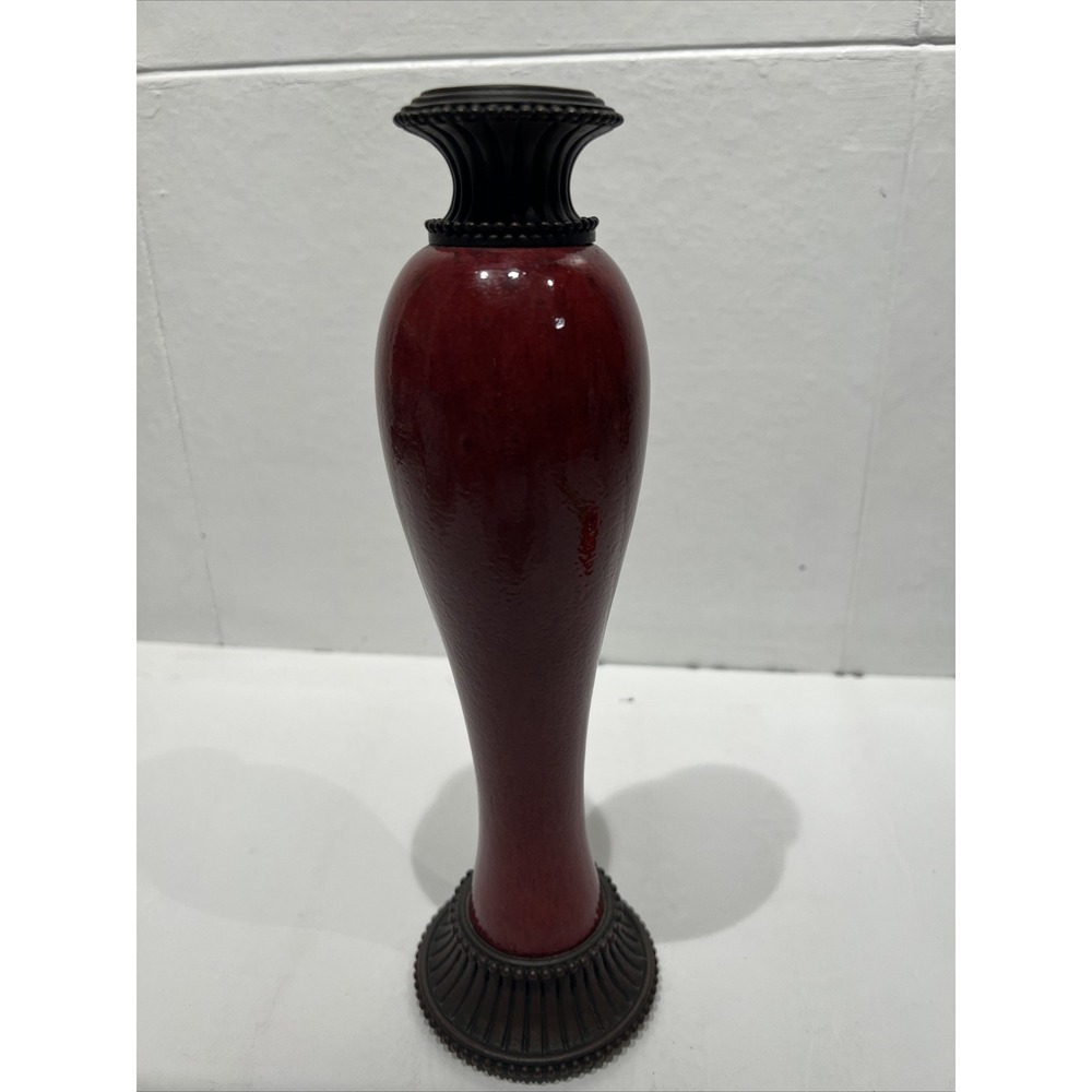 Partylite Moroccan Spice Taper‎ Candle Holder 10.5" Red Ceramic P7531 Retired